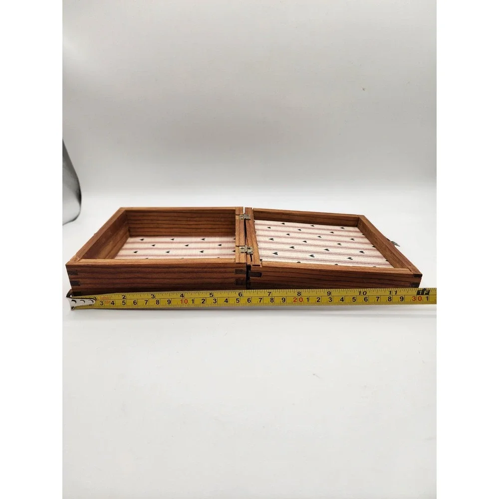 Vintage Wooden Keepsake‎ Box Heart Applique Lined Trinket Jewelry Storage
